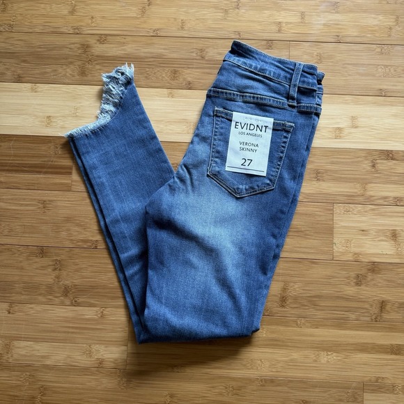 Evidnt Denim - EVIDNT Verona Skinny Jeans Women 27 Blue Raw Hem Frayed Ankle‎ Stretch Denim